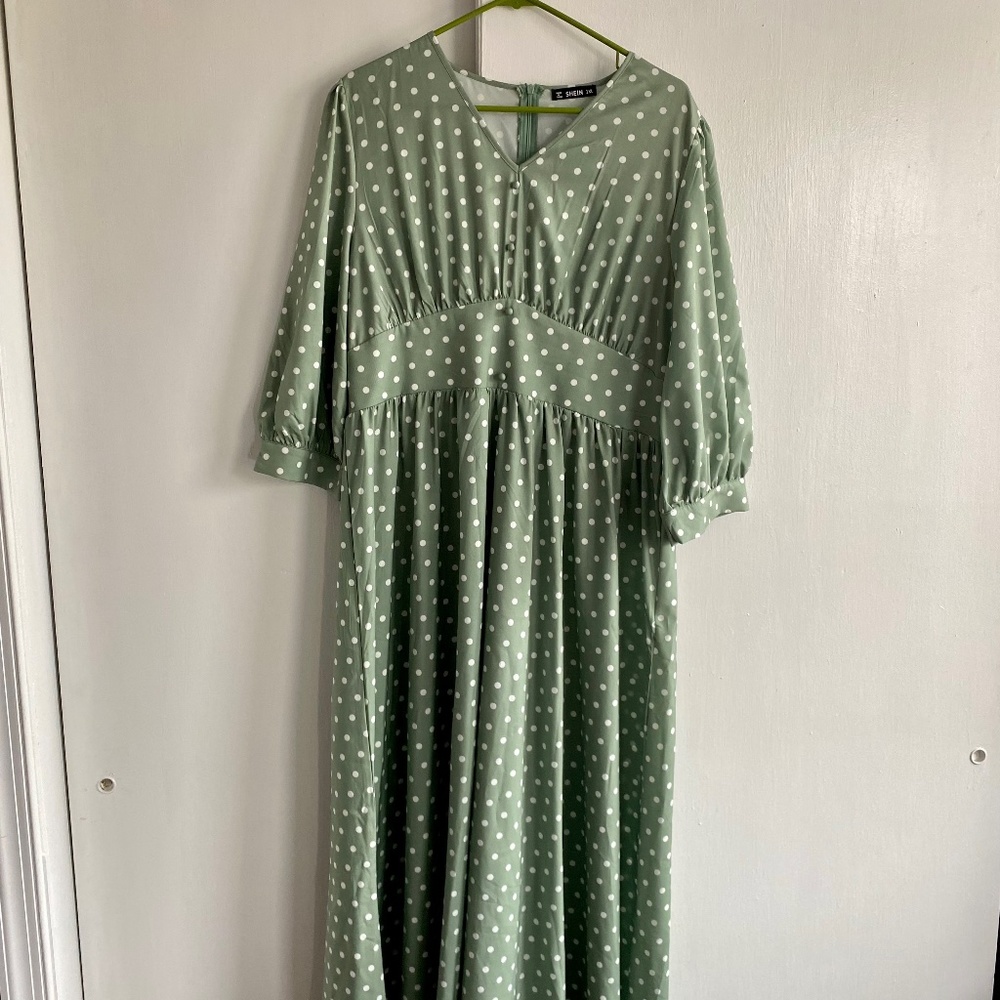 Green Polka Dot Maxi Dress